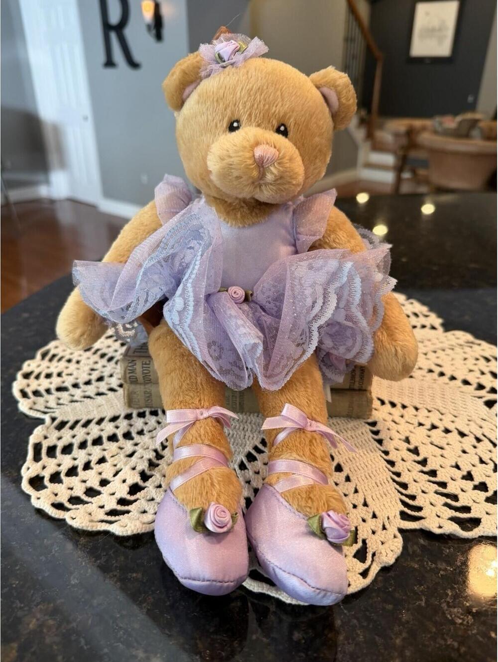 Vintage Gund Ballerina Amanda Teddy Bear With Purple Tutu & Dress